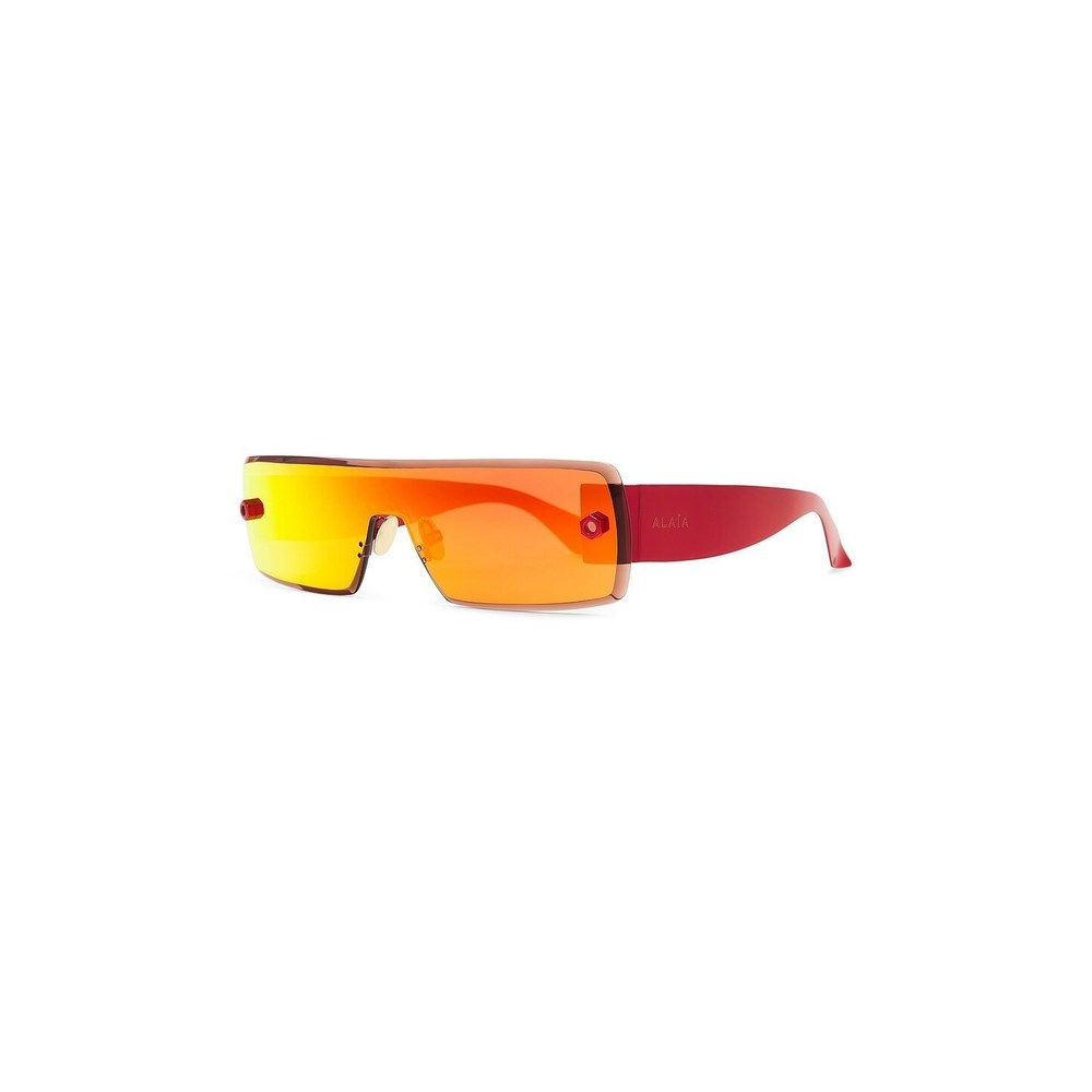 ALAIA Rectangular Sunglasses in Red metallic metal mirror designed - Picture 3 of 12